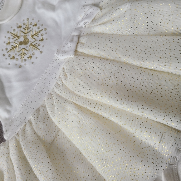 🆕️Disney Baby Snowflake Tutu Bodysuit Dress and Bow - Picture 4 of 13
